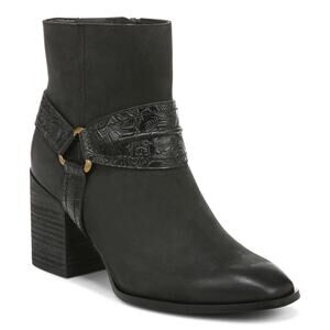 Vionic Women's Carnelia Black Leather Boot Block Heel Size 9 New Without Box